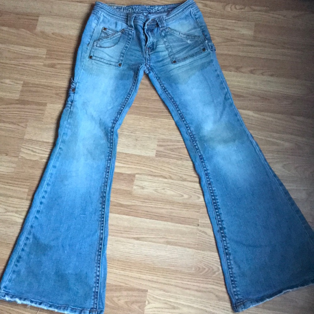 Industrial Cotton super flare stained denim